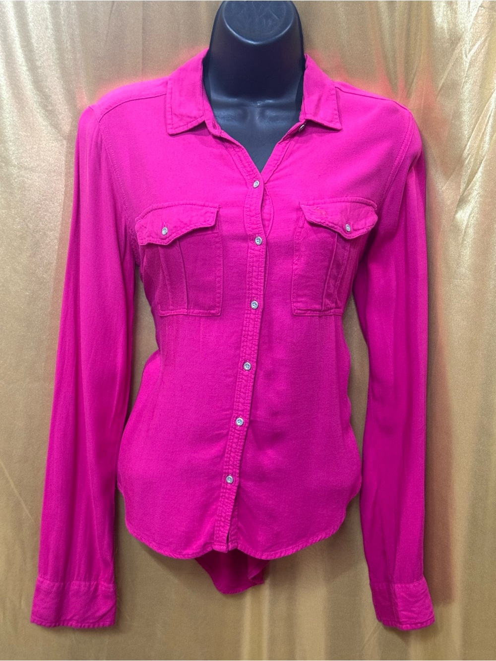 Abercrombie & Fitch Magenta Utility Shirt Button Down 100% Viscose Size XS